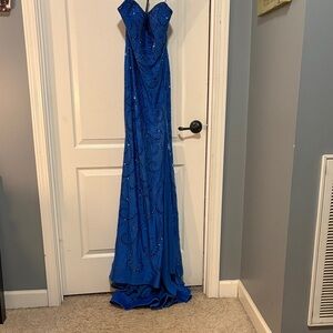 Sherri Hill Royal Blue Strapless Gown